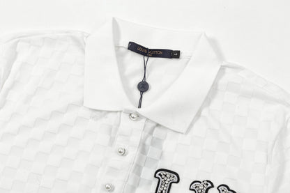 250305 New high quality knitted checkered polo shirt