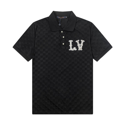 250305 New high quality knitted checkered polo shirt