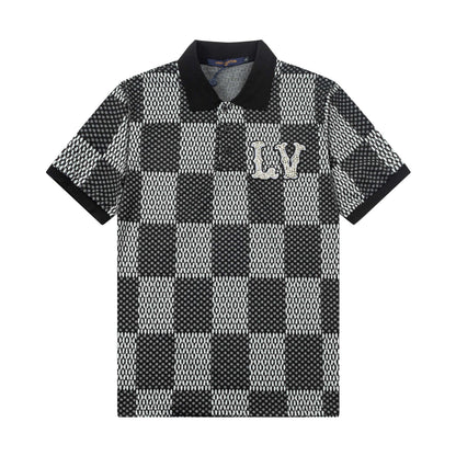 250305 High-end series of high quality checkered POLO shirt