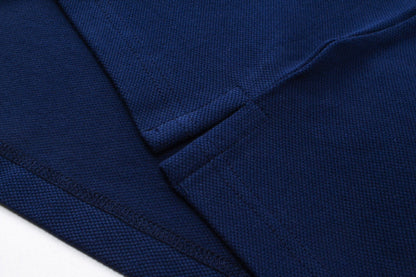250313 New high quality tri-color woven with color contrast patchwork lapel polo