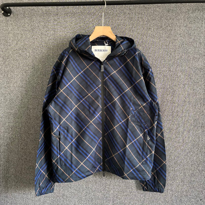 250325 New plaid long-sleeved hooded coat