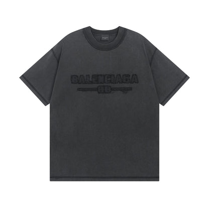 250325 New applique embroidered wash short sleeve T-shirt