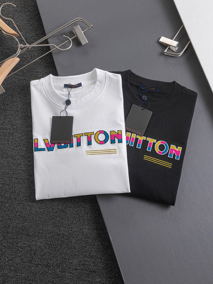 250325 New high quality three color three-dimensional letter embroidery T-shirt