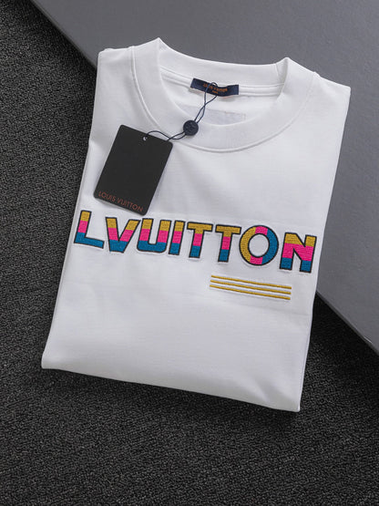 250325 New high quality three color three-dimensional letter embroidery T-shirt