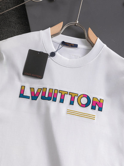 250325 New high quality three color three-dimensional letter embroidery T-shirt