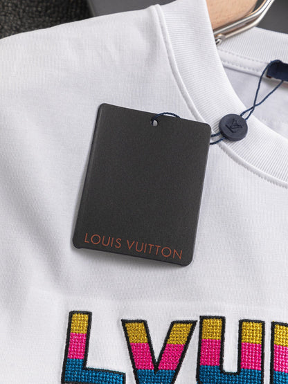 250325 New high quality three color three-dimensional letter embroidery T-shirt