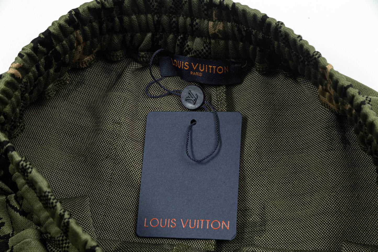 250404 New high-quality military green jacquard fabric knitted shorts