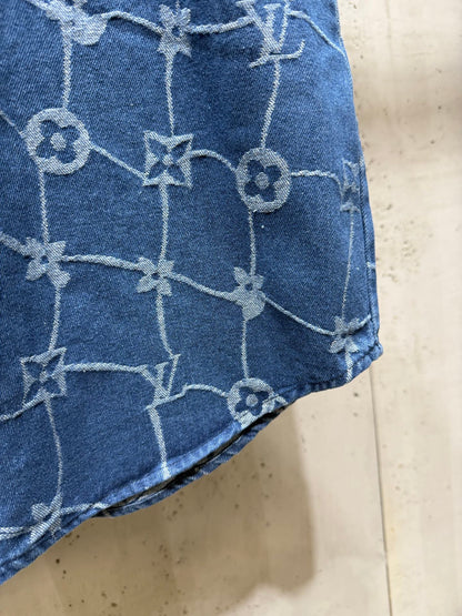 250404 New high-quality blue letter embroidered denim suit