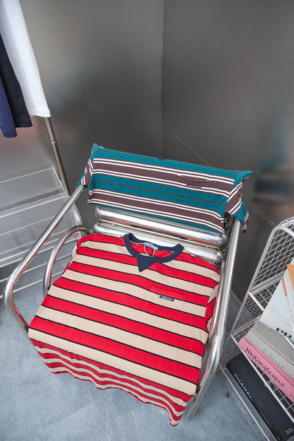 250404 New high-quality striped printed knitted T-shirt