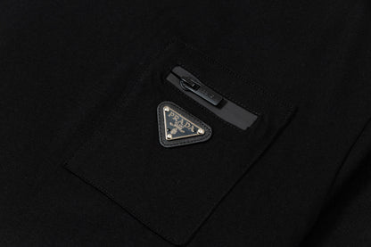 250408 New high-quality metal triangular label casual T-shirt