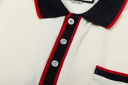 250408 New high-quality letter webbing with a color-matched collar POLO