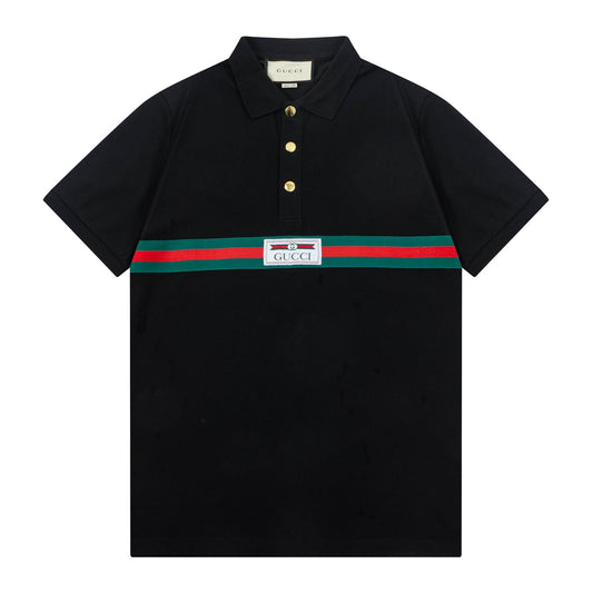 250408 New high-quality letter webbing POLO shirt
