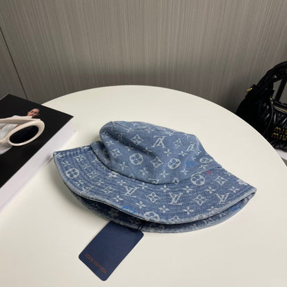 250527  New full-print denim fisherman's hat