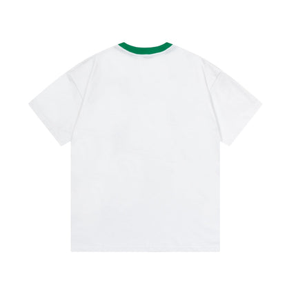 250604 New high-quality spliced collar warhorse T-shirt