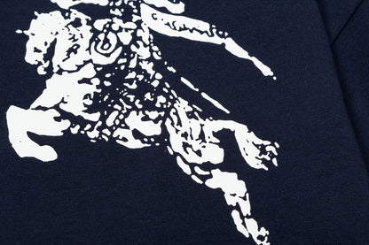 250604 New high-quality spliced collar warhorse T-shirt