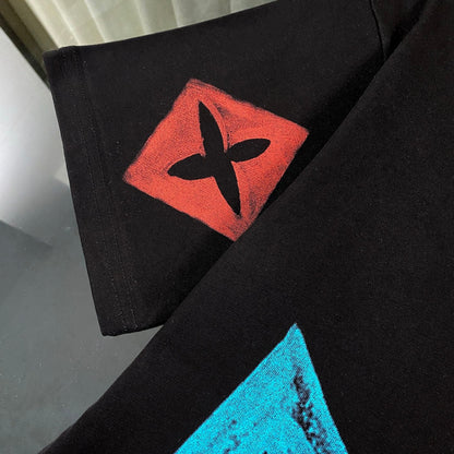 250604 New dopamine color graffiti print T-shirt