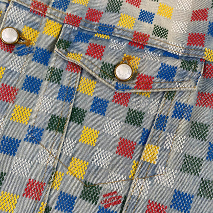 250617 New high-quality dopamine-colored pixel checkered jeans