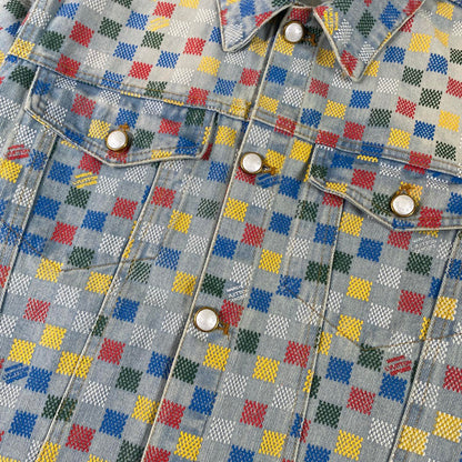 250617 New high-quality dopamine-colored pixel checkered jeans
