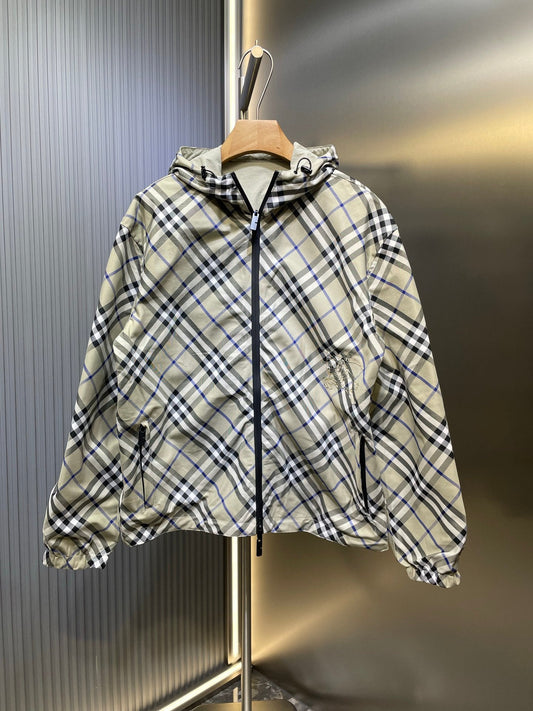 250722 A new top-of-the-line double-sided checkered long-sleeved hooded jacket