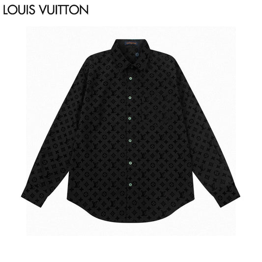 250722 New high-quality classic dark-patterned jacquard long-sleeved shirt