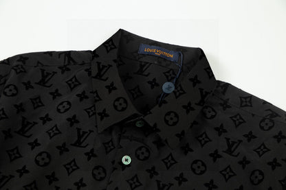 250722 New high-quality classic dark-patterned jacquard long-sleeved shirt