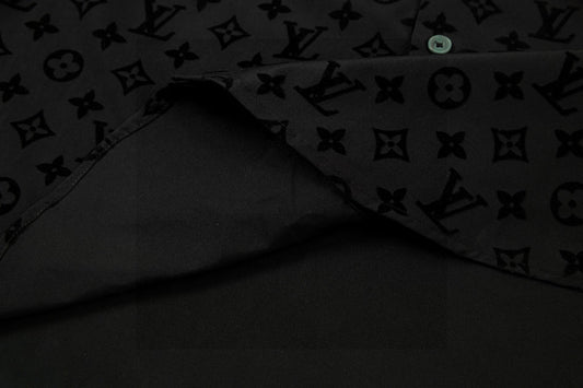 250722 New high-quality classic dark-patterned jacquard long-sleeved shirt
