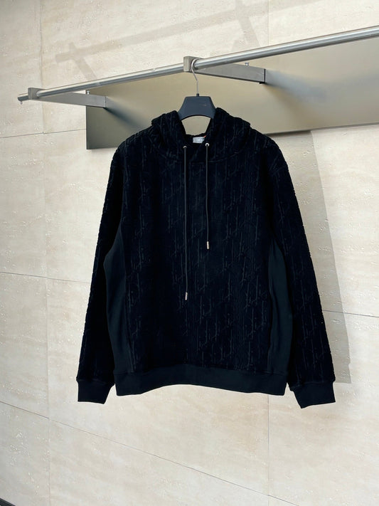 250722 New high-quality, fully printed jacquard letter towel cotton hooded sweatshirt