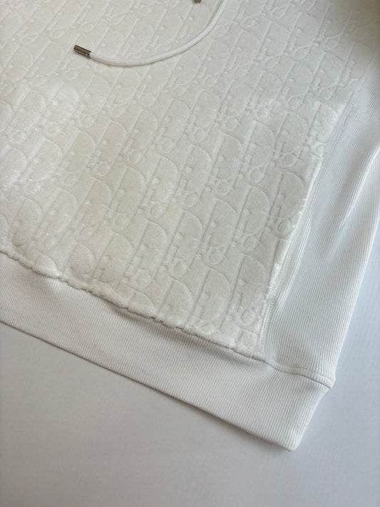 250722 New high-quality, fully printed jacquard letter towel cotton hooded sweatshirt