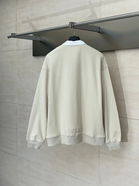 250722 New high-quality letter-embroidered semi-zipper round-neck pullover hoodie