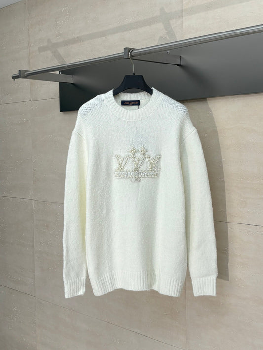 250722 New high-quality embroidered pearl logo knitted sweater