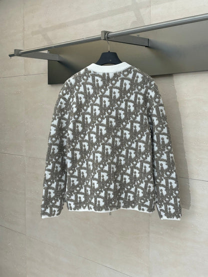 250722 A new high-quality full-printed jacquard zipper cardigan