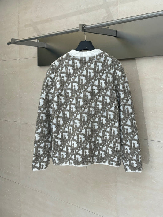 250722 A new high-quality full-printed jacquard zipper cardigan