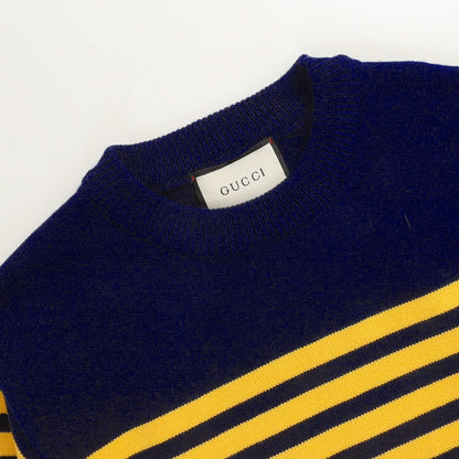 250729 New high-quality letter-patterned jacquard striped round-neck sweater