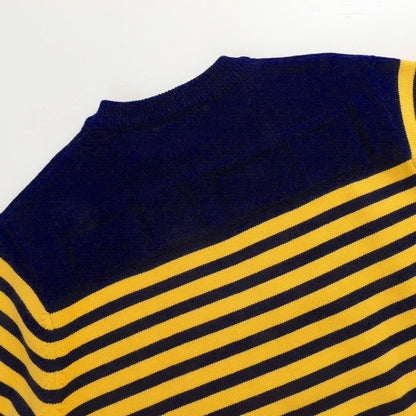 250729 New high-quality letter-patterned jacquard striped round-neck sweater