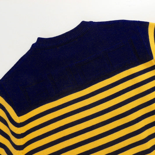 250729 New high-quality letter-patterned jacquard striped round-neck sweater