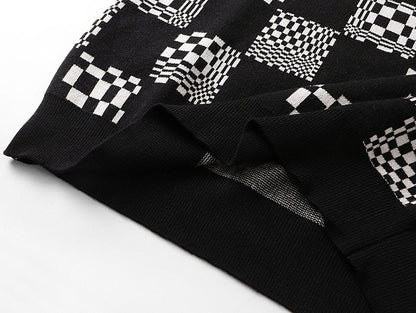 250729 New high-quality checkered couple round-neck sweaters