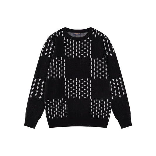 250729 New high-quality checkered couple round-neck sweaters