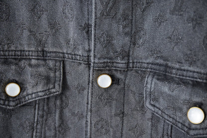 250729 New heavy-duty jacquard spray-painted denim jacket