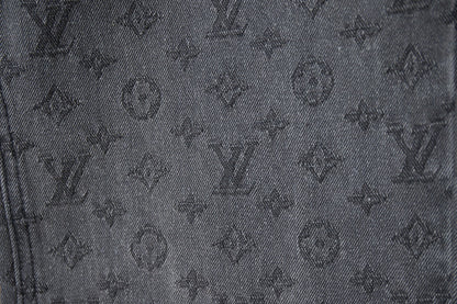 250729 New heavy-duty jacquard spray-painted denim trousers
