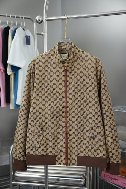 250808 New high-quality jacquard stand-up collar jacket