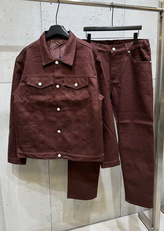 250808 The new high-quality no-iron denim set features a high version with heavy craftsmanship and full embossed embossed letters