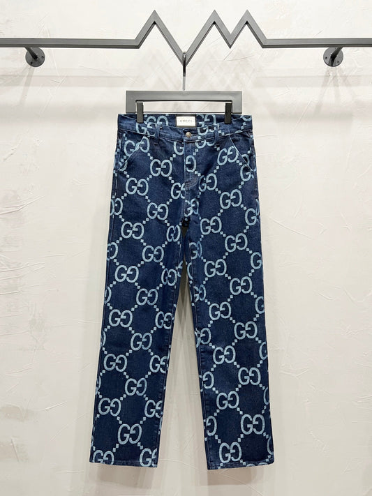 250813 New high-quality full-print straight-leg loose jeans