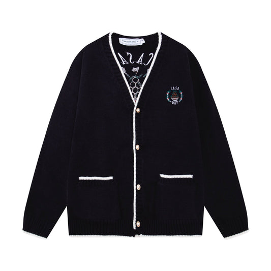 250813 A new high-quality two-color long-sleeved knitted coat