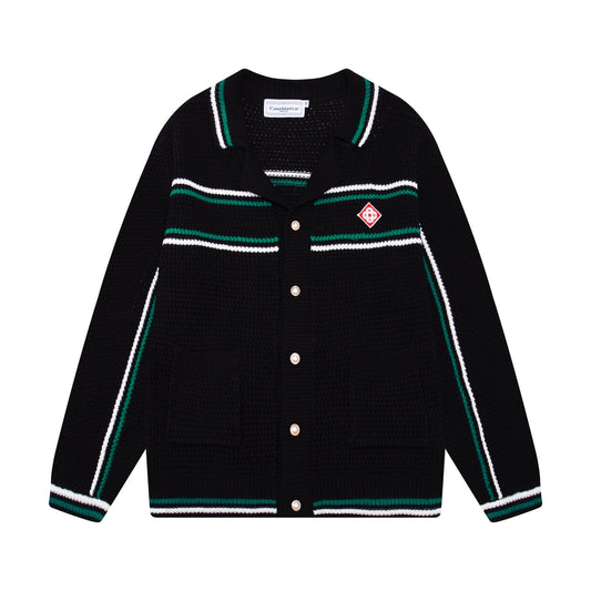 250813 A new high-quality two-color long-sleeved knitted coat
