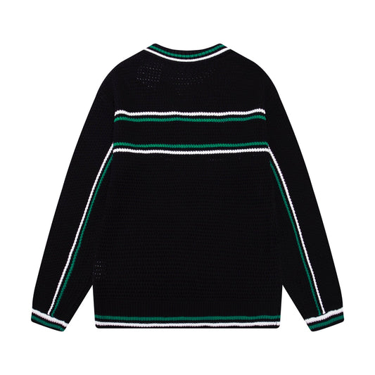 250813 A new high-quality two-color long-sleeved knitted coat