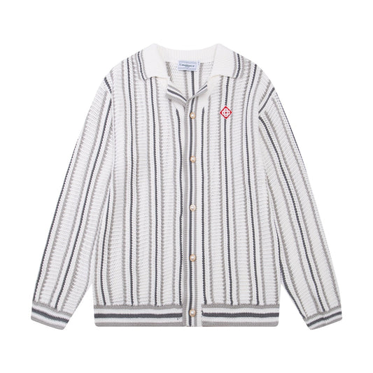 250813 A new high-quality two-color long-sleeved knitted coat