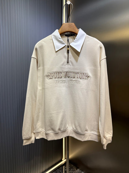 250813 New high-quality POLO sweatshirt with checkered embroidery zipper