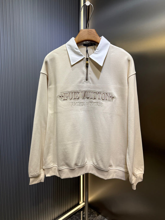 250813 New high-quality POLO sweatshirt with checkered embroidery zipper