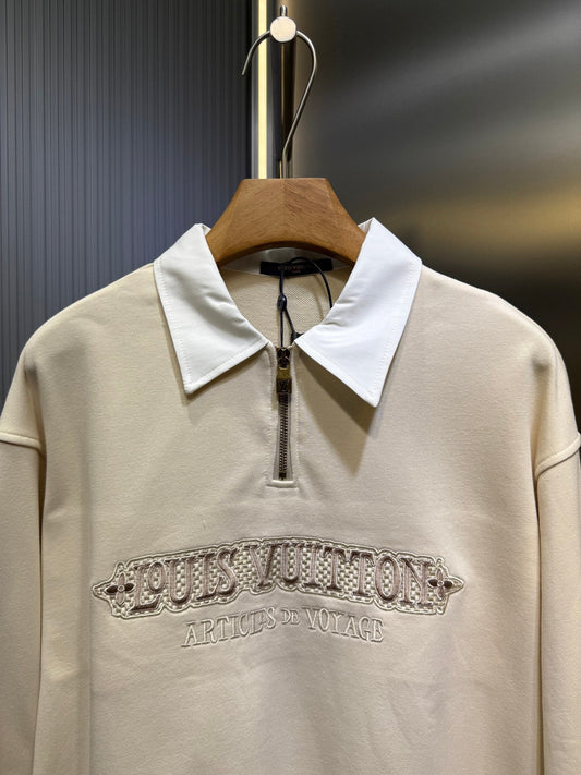 250813 New high-quality POLO sweatshirt with checkered embroidery zipper