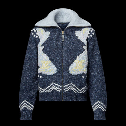 250813 New high-quality koi embroidered zipper jacket